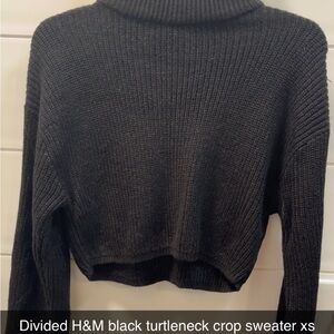 H&M Black Cropped Turtleneck Sweater